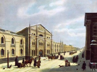 pechatnyiy-dvor-1814-g-na-nikolskoy-ulitse-arhitektoryi-a-bakarev-i-i-mironovskiy-neizvestnyiy-avtor